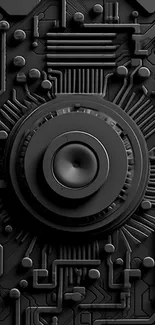 Dark futuristic circuit board wallpaper design