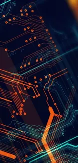 Futuristic circuit board wallpaper for mobile.