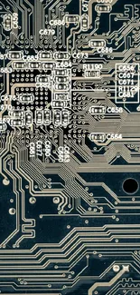 Futuristic circuit board wallpaper with intricate design patterns.