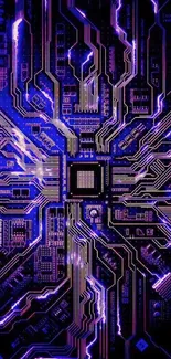 Futuristic purple circuit board wallpaper.