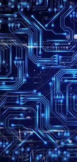 A vibrant blue circuit board wallpaper for mobile phones.