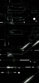 Futuristic digital circuit wallpaper with sleek black lines.