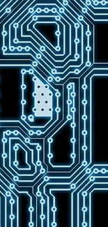 Futuristic circuit board pattern blue wallpaper.