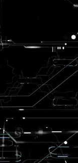 Futuristic circuit design wallpaper with neon lines on a black background.