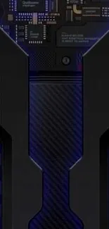 Futuristic circuitry design in dark blue tones.