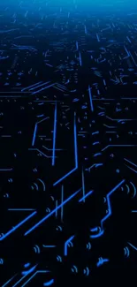 Futuristic blue circuitry wallpaper, ideal for tech-themed mobile backgrounds.