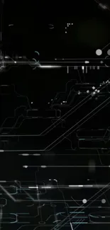 Futuristic digital circuit pattern on black wallpaper