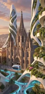 Stunning futuristic cityscape with unique architecture and greenery.