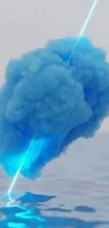 Futuristic blue cloud with light streak.