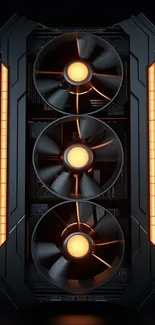 Sleek cooling fan with orange LED light.