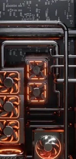 Sleek computer cooling system with neon lights.