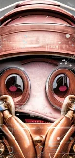 Futuristic copper robot face design.