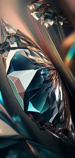 Futuristic 3D crystal art with vibrant colors and reflections.