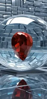 Abstract futuristic crystal orb with geometric reflections.