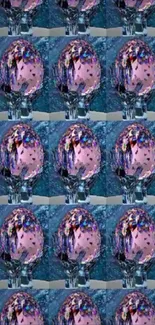 Repeating pattern of colorful, futuristic crystal orbs.