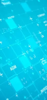 Cyan digital grid wallpaper with futuristic tech elements.