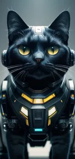 Futuristic robotic cat mobile wallpaper.