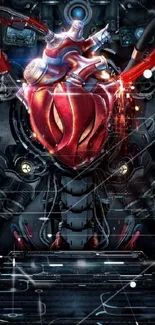 Futuristic cybernetic heart design wallpaper