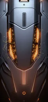 Futuristic cyber tech armor with glowing lights.