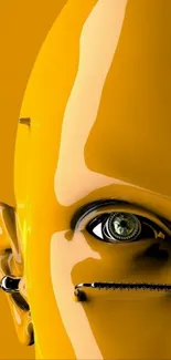 Yellow futuristic cybernetic android wallpaper.