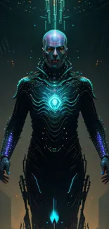 Futuristic cyberpunk android with neon glow, perfect for tech enthusiasts.