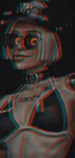 Futuristic cyberpunk digital character wallpaper in 3D design.