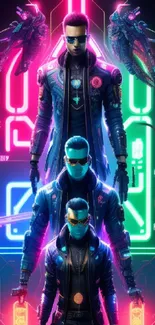 Futuristic cyberpunk wallpaper with neon colors and digital urban design.