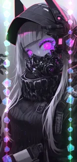 Futuristic cyberpunk girl with neon accents and dark attire.