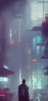 Cyberpunk cityscape wallpaper with neon lights and futuristic design.