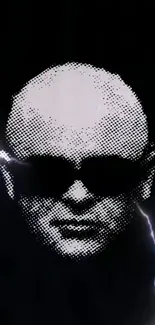 Pixelated cyberpunk portrait with lightning on a dark background.