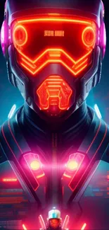 Neon-lit futuristic robot art with vibrant colors.