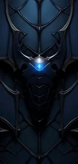 Futuristic dark armor with blue glow