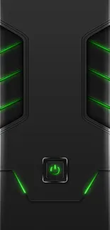 Futuristic mobile wallpaper with green and black tech design.