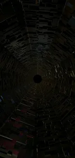 Futuristic dark tunnel mobile wallpaper with sci-fi abstract design.