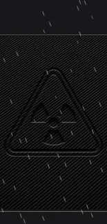 Futuristic dark wallpaper with warning symbol.