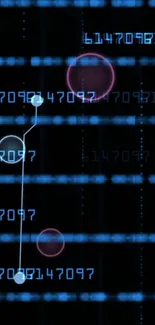 Futuristic digital matrix wallpaper with glowing blue numbers.