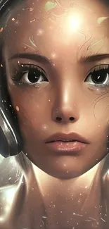 Futuristic digital avatar with headphones art.