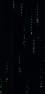 Neon green digital code wallpaper with dark background.