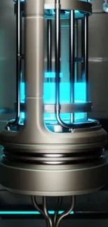 Futuristic energy core with glowing blue light.