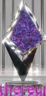 Ethereum crystal with purple digital glow.