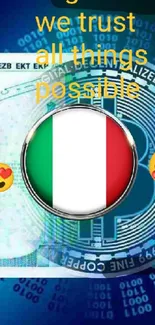 Futuristic Euro design with digital Italian flag center.