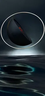 Abstract futuristic sphere over water wallpaper.