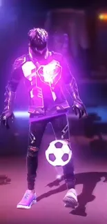 Futuristic football player with neon glow.