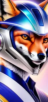 Futuristic fox with helmet in colorful digital style