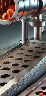 Futuristic conveyor system with fruits