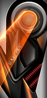 Futuristic mobile wallpaper with orange tech patterns.