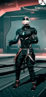 Futuristic game character in an armored suit with glowing accents.