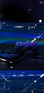 Futuristic gaming console wallpaper with neon and digital designs.