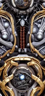 Futuristic mechanical gear artwork for mobile wallpaper.