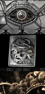 Intricate futuristic gear mechanism design with steampunk elements.